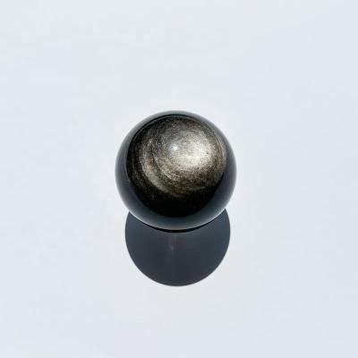 China Europe Natural Large Silver Sheen Obsidian Black Obsidian Gemstone Sphere Obsidian Crystal Ball Root Chakra Healing for sale