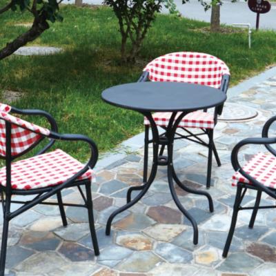 China Outdoor Waterproof French Bistro Cafe Rattan Table And Chair Patio Dining Sets for sale