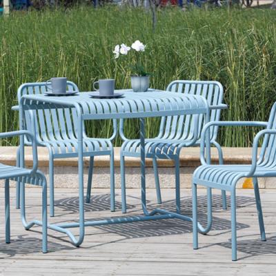 China Waterproof Outdoor Plastic Metal Rattan Table And Chairs Folding Dining Terrace Garden Patio Furniture Set for sale