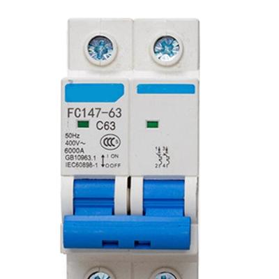 China 2P 250V DC Low Voltage Miniature Circuit Breaker For Solar Panels Grid Din Rail Mount Breaker DC Circuit 4500/6000A (63A) for sale