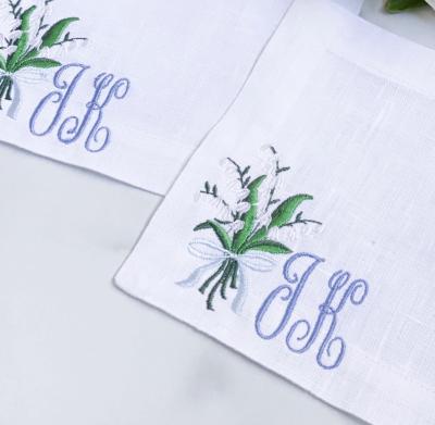 China Other Cheap Linen 100% Cotton Cocktail Napkins With Day And Hand Scale Monogramming for sale