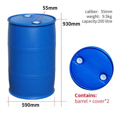 Chine Tambour en plastique en plastique bleu de 55 gallons de SIDUN 200l avec le trou de drainage à vendre