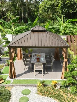 China Hardtop Gazebo Außen Galvanisiertes Stahl Metall Doppelt Dach Gazebo Baldachin zu verkaufen