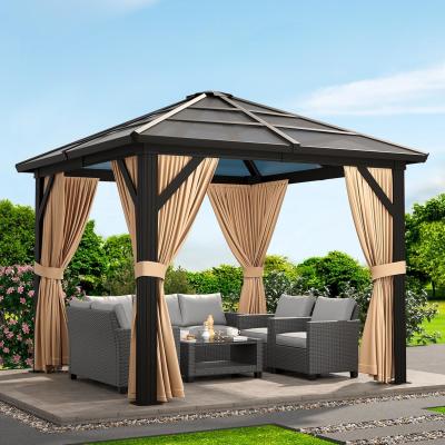 China Wind-Proof Hardtop Metal Gazebo with Ceiling Fans Up to 75 mph Wind Rating and Special Features for sale