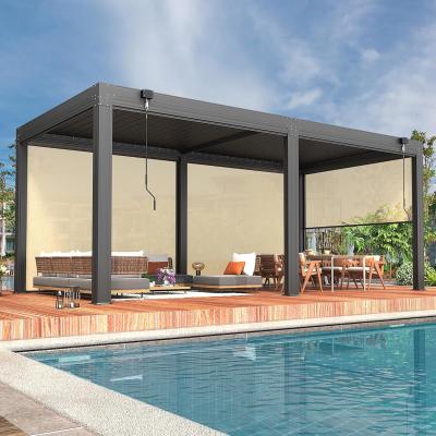 China Smart Home Integration Alexa/Google Connectivity Metal Gazebo with Retractable Roof Sturdy Structure for sale