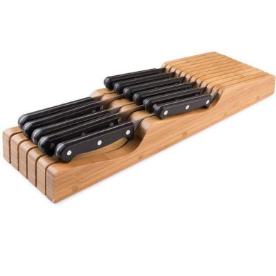 Chine Porteur de couteau en bambou durable à 15 fentes pour accessoires de cuisine à tiroir 43X13.3X5cm à vendre