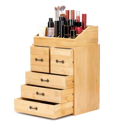 China Caja organizadora de maquillaje y joyería de madera de bambú en venta