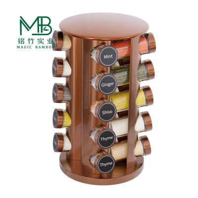 China Wholesale 360° Rotatable Bamboo Spice Bottle Storage Rack For Hotel Kitchen for sale