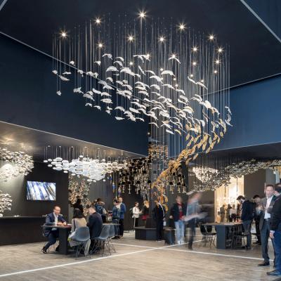 China Modern Professional Custom Large Project Indoor Decoration Hotel Lobby Hall LED Glass Luxury Ceiling Chandelier for sale