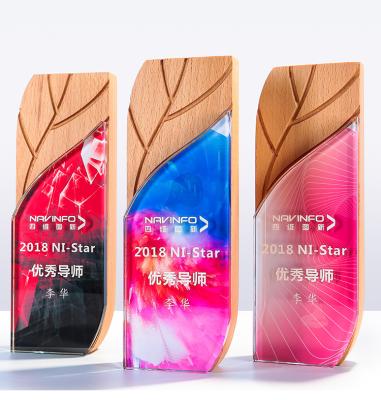 China Wood Crystal Trophy China K9 Diamond Custom Made Award Cup for sale