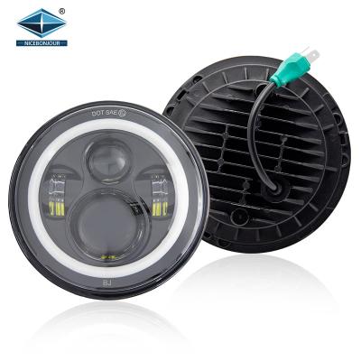 China 7 Inch Round Headlight Size Interpretation Lightweight Auto Angel Eyes Drive Led Car Headlights Cowboy JK for sale