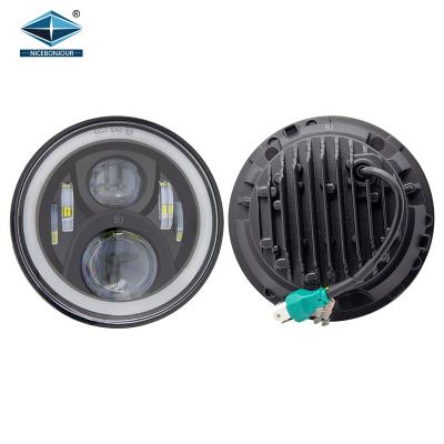 China Dot Approved E9 Angel Eyes DRL Turning Light Auto Round Headlight 7 Inch Led Headlamp For Motorcycle Car Wrangler JK for sale