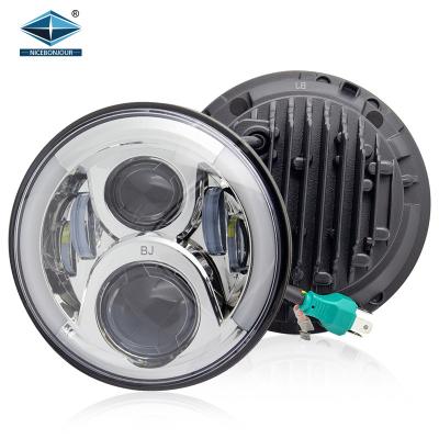 China 12-24V 7 Inch Led Headlight DRL H4 Turn Signal Driving Headlamp For Car Motorcycle JK Jeeps Led Headlights Wrangler JK for sale