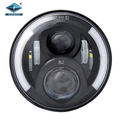 China Car Motorcycle Headlight 7 Inch LED With Halo/Singal Turning Light For Jeep/Harley/Universal Cowboy JK for sale