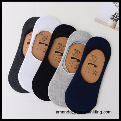 China Amazon Supplier Customized High Quality Silicone Antibacterial Non Slip Heel Man Foot Cover No Show 100% Invisible Cotton Sock for sale