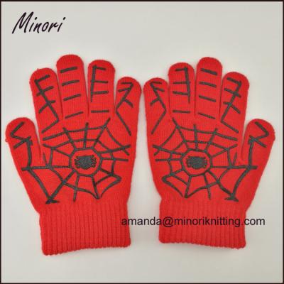 China Printing Logo Minori Gloves Manufacturer Dropshipping Children's Knitted Spiderman Printed Gloves Winter Acrylic Gloves For Kids for sale
