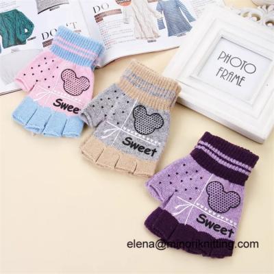 China Hot Selling Print Pattern Amazon Fashion Men Unisex Women Knitted Winter Fingerless Gloves for sale