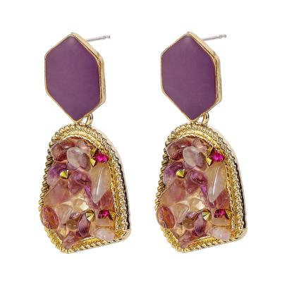 China BOHEMIA Korean purple geometric earrings new retro colored elegant diamond earrings earrings accessories for sale