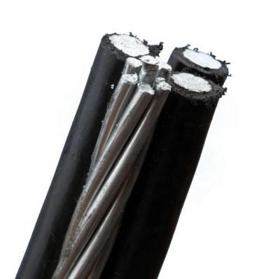 China 0.6/1KV Rated Voltage XLPE PE Insulation ABC Cable Duplex 6 AWG with Bare Messenger for sale
