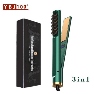 China New Hot Sale 360 Rotate Nano Rope Hair Straightener Curler Titanium Coated Hair Comb Set 3 in 1 Hair Straightener for sale