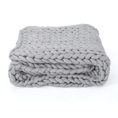 China Super Soft Cozy Big Yarn Polyester Handmade Chunky Knit Baby Blanket for sale