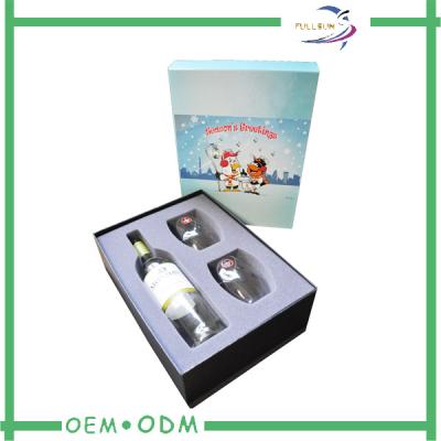 China Rigid Paper Wine Box With Tight Foam Insert , Wine Glass Gift Boxes for sale