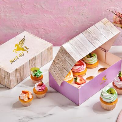 China Eco Friendly Bakery Mini Cupcake Kraft Packaging Box Christmas Macaron Gift Box Custom Wholesale Recyclable With Inserts for sale