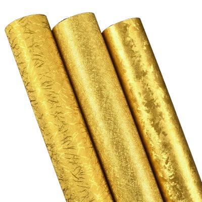China WALL STICKER no glue gold foil wallpaper gold KTV barber shop hotel living room ceiling wallpaper for sale