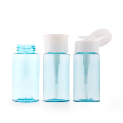 China Personal Care Blue Nail Art Polish Wash Remover Empty Pump Dispenser Plastic Bottle 100ml 130ml 150ml for sale