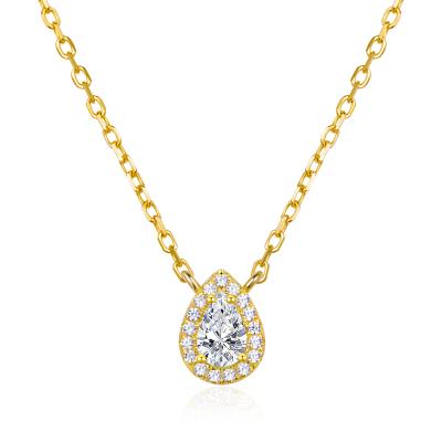 China Dro Environmental Friendly Zircon Water Jindian Necklace S925 Environmental Protection Jewelry Sterling Silver Simple Gold Plated for sale
