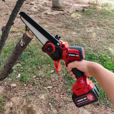 China Rechargeable Battery Operated Chain Saw 21V Hand Mini Electric Chainsaw Machine Garden Tool Wood Cutting for sale