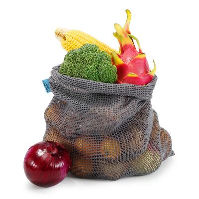 China Impact Resistance Pure Cotton Fruit Net Bag Dyed Supermarket Mesh Rope Packet Pouch Cotton Net Bag Environmental Friendly Use for sale