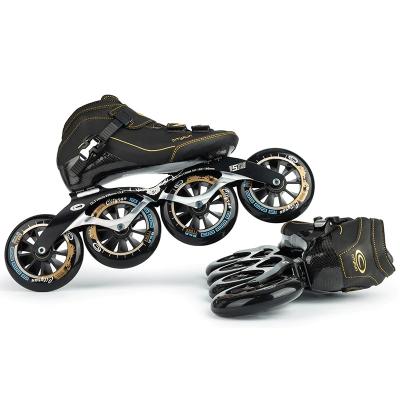 China Professional Racing Shoes Carbon Fiber Rubber Inline Speed Skating Skates 4*90mm/100mm/110mm Wheel Size for sale