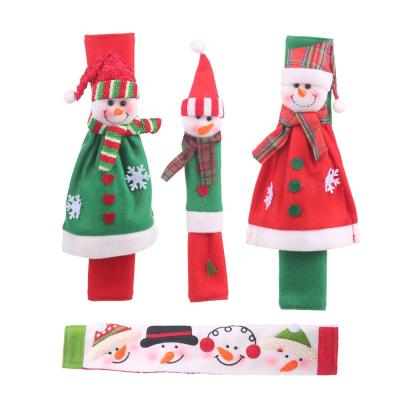 China HB-2512 Handmade Refrigerator Handle Covers Christmas Decorations for Kitchen Appliance Oven Door Handle Xmas Decor Set of 4 for sale