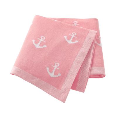 China Private Label Baby Breatheable Anti-Static 100% Cotton Knitted Anchor Covers Wrap for sale