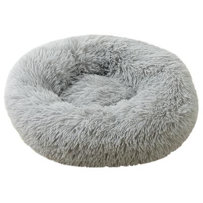 China Wholesale Travel Laifug Donut Faux Soothing Fur Around Luxury Soft Plush Cat Dog Furry Pet Bed for sale