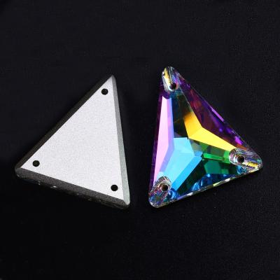 China Flatback WHATSTONE 18*21mm 25*28mm triangle shape K9 crystal ab flat back for sewing on glass rhinestones trim for dresses decoration for sale