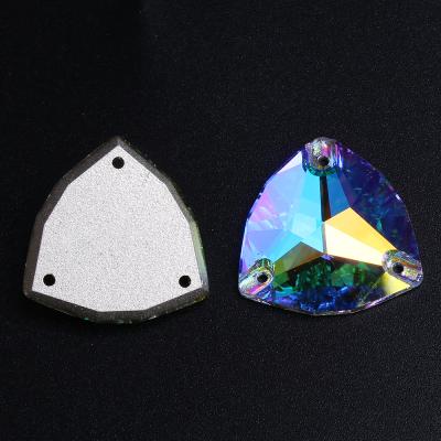 China Flatback WHATSTONE K9 Triangle 12*12mm 16*16mm Crystal Sew On Stones For Dressing Stone Glass Decoration 22*22mm for sale