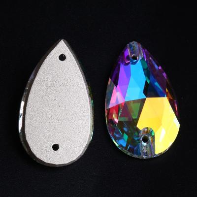 China Wholesale Flatback WHATSTONE Teardrop Shape Glass K9 Crystal Sew On Stone 7*12mm 10*14mm Flat Back Rhinestones for sale