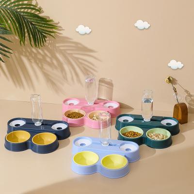 China Automatic 4 In 1 Pet Product Luxury Non Spill Slow Automatic Pet Water Smart Feeder Cat Dog Double Bowl for sale