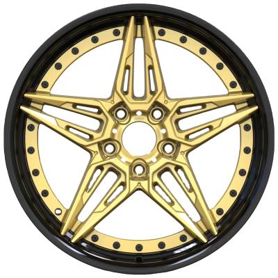 China GZ-01 19*8.5 19*9.5 5*108 5*120 Inch Aluminum Alloy Aluminum Red Silver Yellow Red Car Wheel Edges Hole 5 2 Piece Casting Wheels for sale