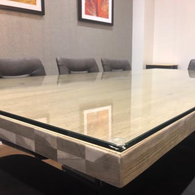 China Shape Custom Cut Tempered Glass Table Top 6mm 8mm 10mm 12mm Toughened Glass Coffee Table With Round Bevelled Polished Edge for sale
