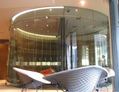China 12.76mm Clear Toughened Laminted Curved Glass Fixed And Sliding Panels Office Partition for sale