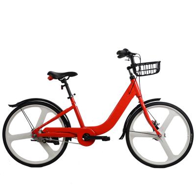 China Cheap Aluminum Alloy Steel Quality Size 24 Inch Single Speed Anti Theft Tubeless Sharing Bikes for sale