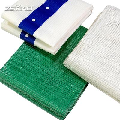 China Stain Resistant Clear Sheet Mesh Tarpaulin Mesh Tarpaulin Transparent Greenhouse Tent Plastic PE Grid Flame Retardant Fabric Mesh Leno Tarpaulin for sale