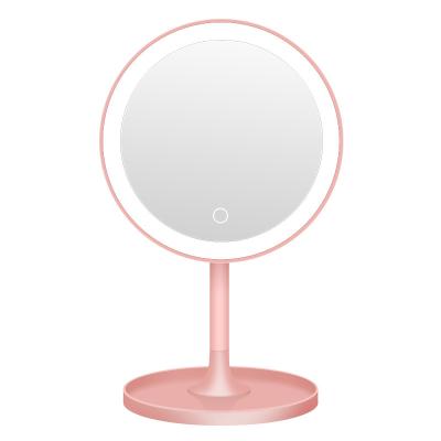 China Portable Custom Logo Folding Desktop Cosmetic Small Rectangle Tabletop Ladies Makeup Lighted Led Mirror With Light for sale