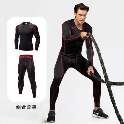 China New Jackets 2021 Sports T-shirt Set PRO Men Workout Sweatsuit Quick Dry Running T-Shirts Long Sleeve Tight T-shirt for sale