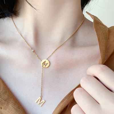 China TRENDY Ins Style Women Fashion Jewelry 18k Gold Plated Stainless Steel Chain Link Star M Necklaces Chain for sale