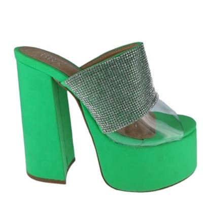 China Lightweight classic neon green platform sandals 2022 new fashion ladies high heels shoes for sale