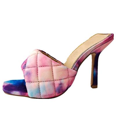 China Party Shoes Latest Square Toe High Heeled Sandals For Women for sale